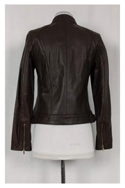 Current Boutique-Cole Haan - Brown Leather Zip Jacket Sz S