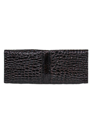 Current Boutique-Cole Haan - Brown Patent Leather Crocodile Embossed Clutch