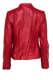 Current Boutique-Cole Haan - Red Leather Zip-Up Jacket Sz S