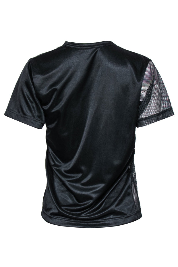 Current Boutique-Commes des Garçons - Black Satin & Mesh Short Sleeve Geometric T-Shirt Sz M