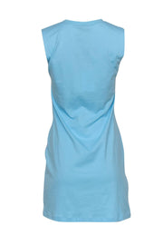 Current Boutique-Coperni - Aqua & Lilac Patchwork Sleeveless Shift Dress w/ Wavy Seam Detail Sz M