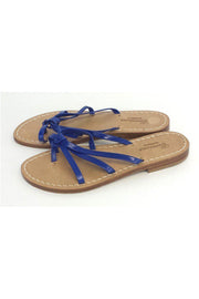 Current Boutique-Corcione - Blue Patent Leather Strappy Flat Sandals Sz 6