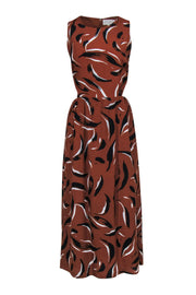 Current Boutique-Corey Lynn Calter - Brown Brush Stroke Print Sleeveless Maxi Dress w/ Side Cutouts Sz L