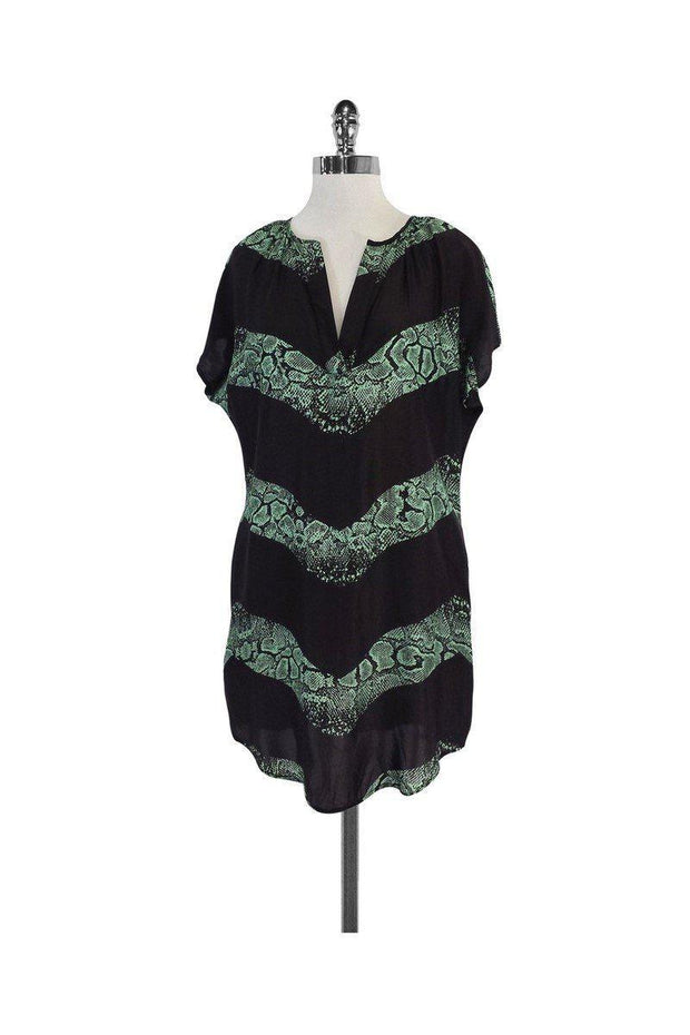 Current Boutique-Cory - Black & Green Snakeskin Striped Dress Sz XS