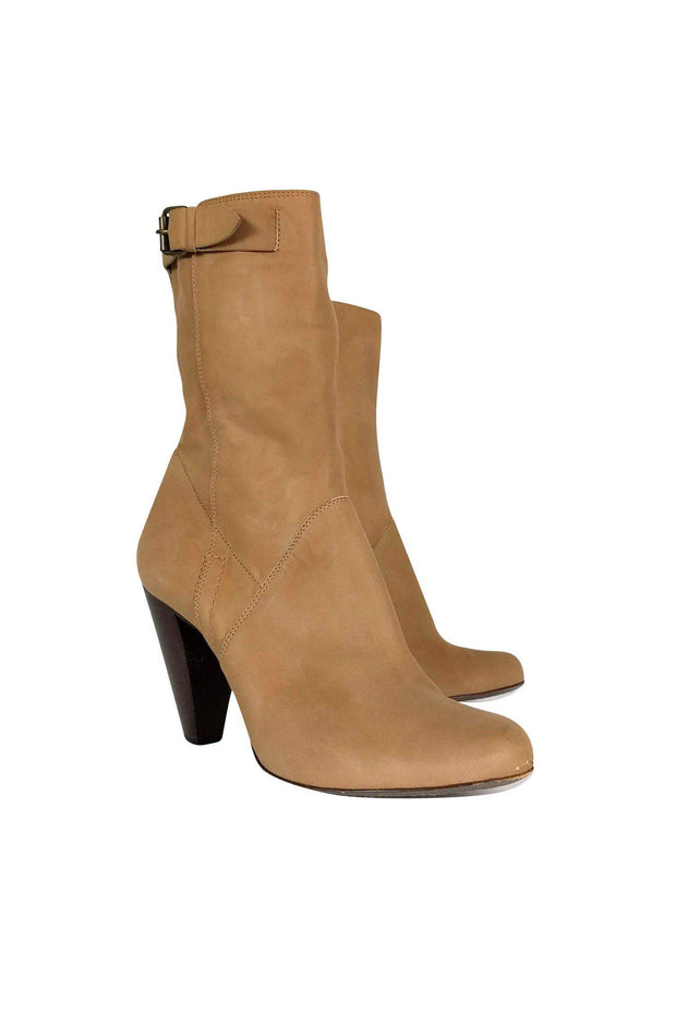 Current Boutique-Costume National - Tan Leather Stacked Booties Sz 9