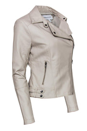 Current Boutique-Cupcakes & Cashmere - Taupe Smooth Faux Leather Moto Jacket Sz S