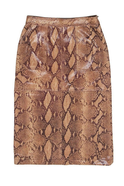 Current Boutique-Current Air - Tan Snakeskin Print A-line Slit Front Skirt Sz 6