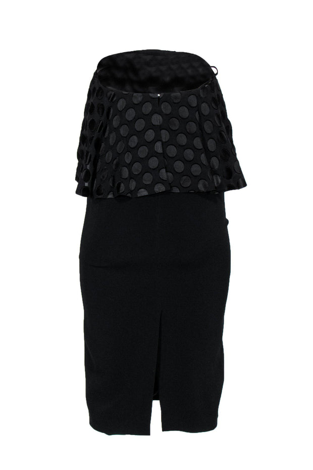 Current Boutique-Cushnie et Ochs - Black Strapless Dress w/ Polka Dot Flounce Top Sz 0