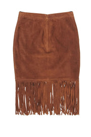 Current Boutique-Cusp - Brown Faux Suede Fringed Skirt Sz XS