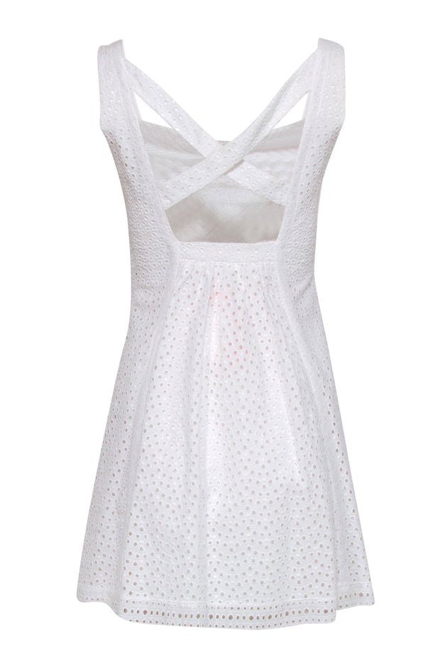 Current Boutique-Cynthia Cynthia Steffe - White Eyelet Fit & Flare Dress w/ Lace Trim Sz 4