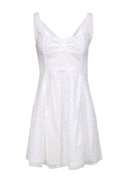 Current Boutique-Cynthia Cynthia Steffe - White Eyelet Fit & Flare Dress w/ Lace Trim Sz 4