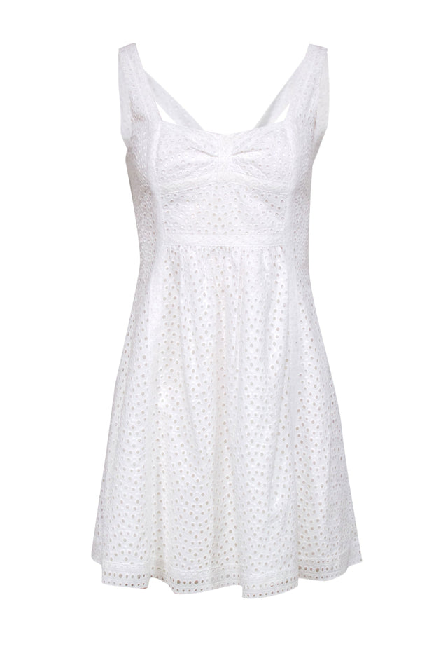 Current Boutique-Cynthia Cynthia Steffe - White Eyelet Fit & Flare Dress w/ Lace Trim Sz 4