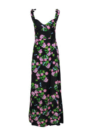 Current Boutique-Cynthia Rowley - Black Floral & Dragonfly Silk Maxi Dress Sz 4