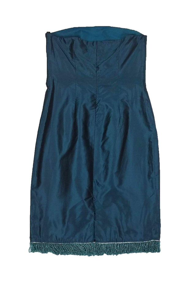 Current Boutique-Cynthia Rowley - Metallic Teal Blue Strapless Dress Sz 2