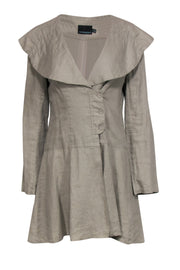 Current Boutique-Cynthia Rowley - Taupe Linen Wide-Collared Button Front Dress Sz M