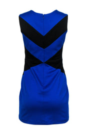 Current Boutique-Cynthia Steffe - Black & Blue Chevron Sheath Dress Sz 4