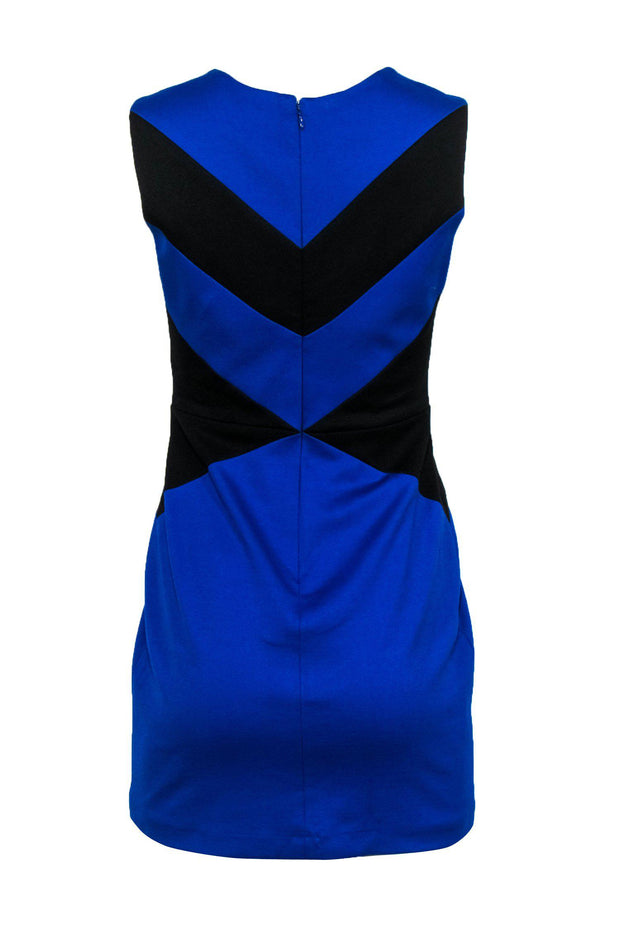 Current Boutique-Cynthia Steffe - Black & Blue Chevron Sheath Dress Sz 4