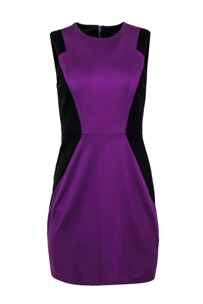 Current Boutique-Cynthia Steffe - Black & Purple Paneled Sheath Dress Sz 6