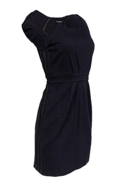 Current Boutique-Cynthia Steffe - Black Sheath Dress w/ Chain & Mesh Details Sz 6