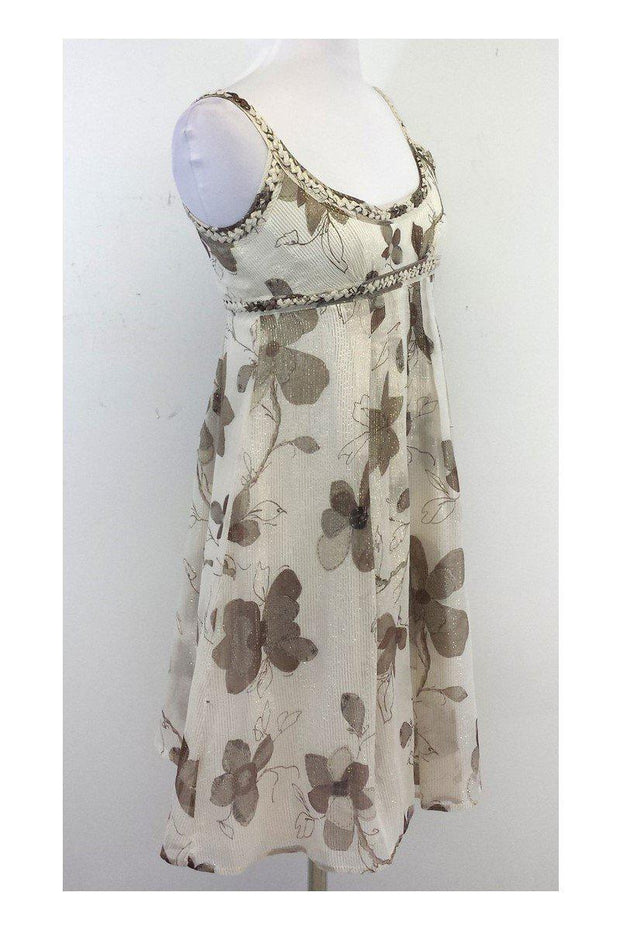 Current Boutique-Cynthia Steffe - Cream & Brown Floral Print Dress Sz 2