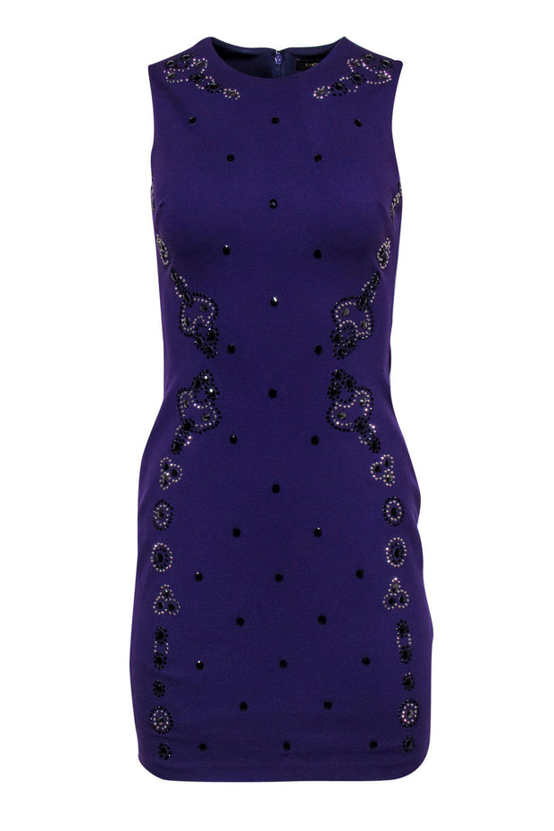 Current Boutique-Cynthia Steffe - Purple Sleeveless Sheath Dress w/ Jeweled Design Sz 0