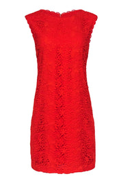 Current Boutique-Cynthia Steffe - Red Crochet Floral Lace Sheath Dress Sz 10