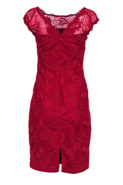 Current Boutique-Cynthia Steffe - Red Lace Cap Sleeve Sheath Dress Sz 2