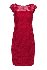 Current Boutique-Cynthia Steffe - Red Lace Cap Sleeve Sheath Dress Sz 2