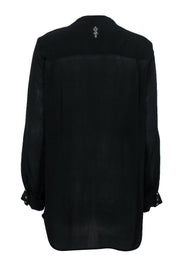 Current Boutique-DAY Birger et Mikkelsen - Black Long Sleeve Tunic Blouse w/ Embroidery Sz M