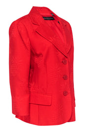 Current Boutique-Dana Buchman - Red Quilted Pineapple Embossed Button-Up Blazer Sz 16