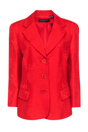 Current Boutique-Dana Buchman - Red Quilted Pineapple Embossed Button-Up Blazer Sz 16