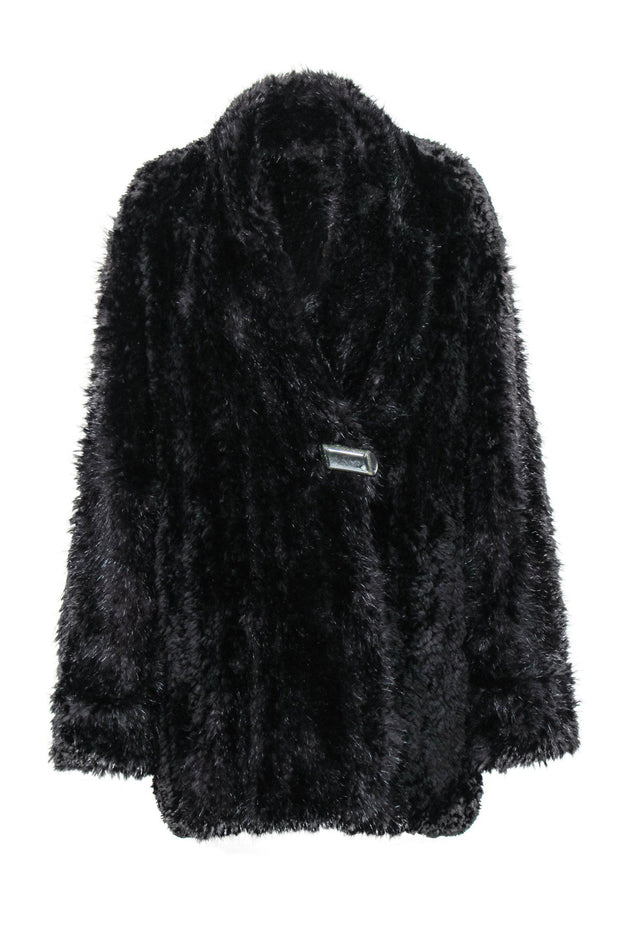 Current Boutique-Dasco - Vintage Black Beaver Fur Clasped Coat Sz M