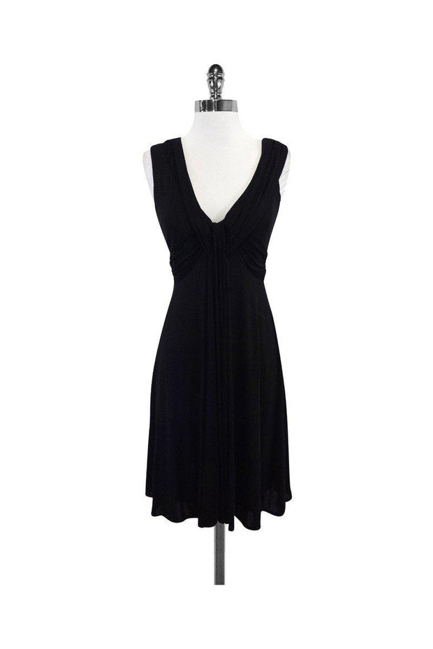 Current Boutique-David Meister - Black Gathered Sleeveless Dress Sz 2