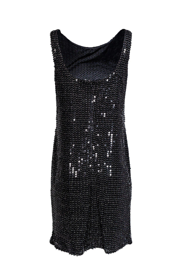 Current Boutique-David Meister - Black Scoop-Back Sequin Tank Dress Sz 10