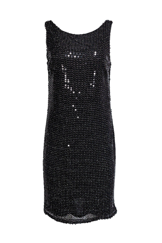 Current Boutique-David Meister - Black Scoop-Back Sequin Tank Dress Sz 10