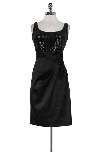 Current Boutique-David Meister - Black Sequined Cocktail Dress Sz 2