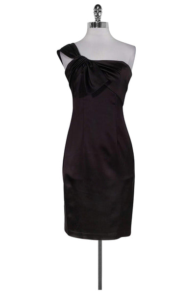 Current Boutique-David Meister - Brown Satin Bow Dress Sz 2