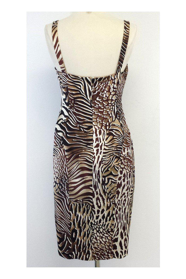 Current Boutique-David Meister - Brown & Tan Animal Print Sleeveless Dress Sz 6