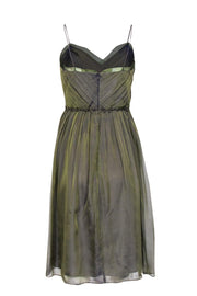 Current Boutique-David Meister - Olive & Purple Silk Ombre Midi Dress Sz 6