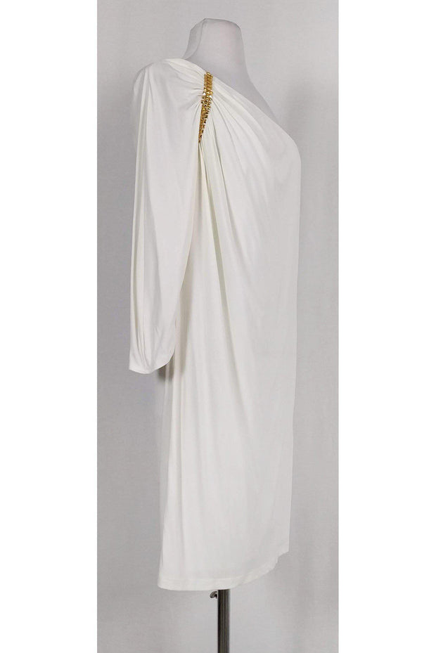 Current Boutique-David Meister - White One Shoulder Dress Sz 12