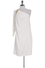 Current Boutique-David Meister - White One Shoulder Dress Sz 12