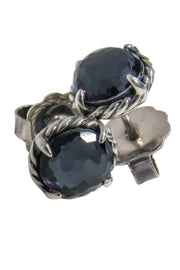 Current Boutique-David Yurman - "Petite Chatelaine" Sterling Silver Stud Earrings w/ Black Orchid