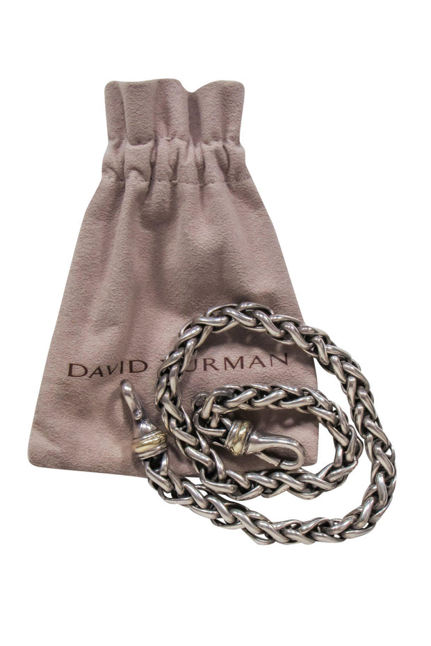 Current Boutique-David Yurman - Silver Chunky Wheat Chain Gold Accented Bracelet