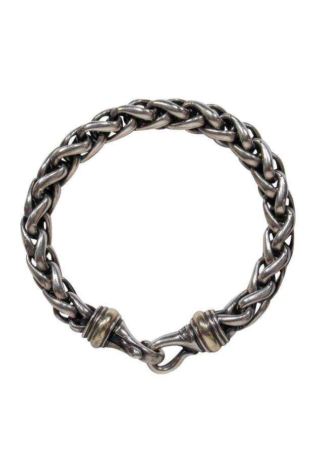 Current Boutique-David Yurman - Silver Chunky Wheat Chain Gold Accented Bracelet