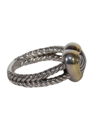 Current Boutique-David Yurman - Silver & Gold Twisted Double Band Heart Ring Sz 6