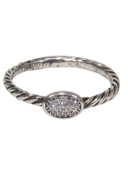 Current Boutique-David Yurman - Silver Twisted Ring w/ Sparkly Gem Sz 8