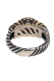 Current Boutique-David Yurman - Sterling Silver & Gold Twist Textured Ring w/ Opal Pearl Sz 6.5