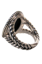 Current Boutique-David Yurman - Sterling Silver Rope Twisted Flat Top Ring w/ Diamonds Sz 6