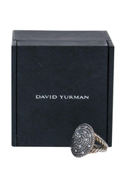 Current Boutique-David Yurman - Sterling Silver Rope Twisted Flat Top Ring w/ Diamonds Sz 6