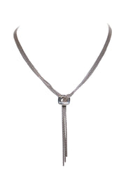 Current Boutique-David Yurman - Sterling Silver Square Lariat Necklace w/ Diamonds